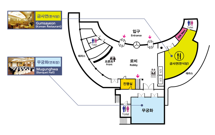힐 하우스 1F 안내도