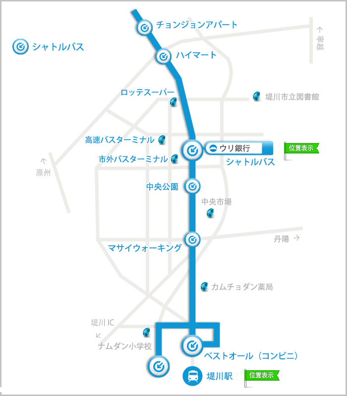 シャトルバス全路線案内図